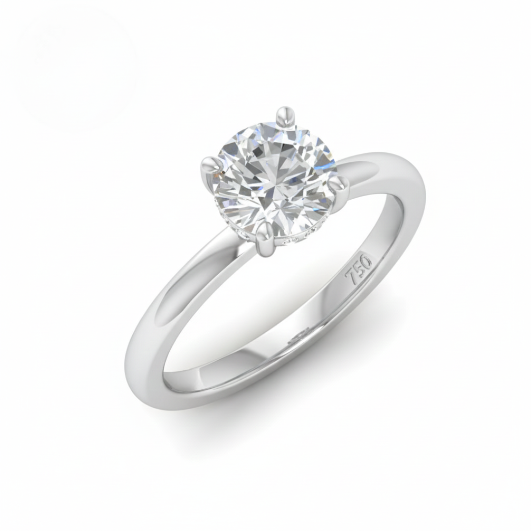 Kiara Round Cut Diamond With Hidden Halo Engagement Ring