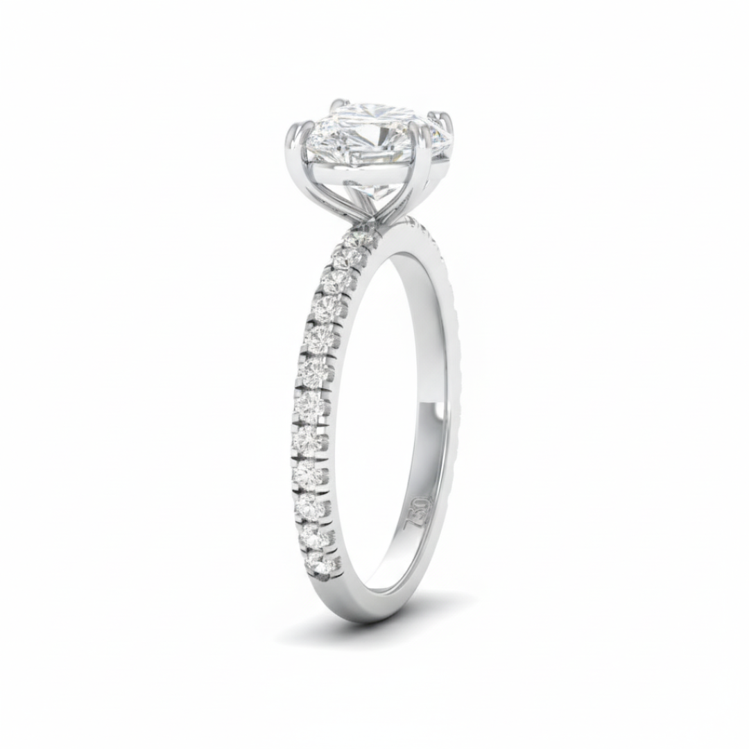 Athena Heart With Diamond Band Engagement Ring