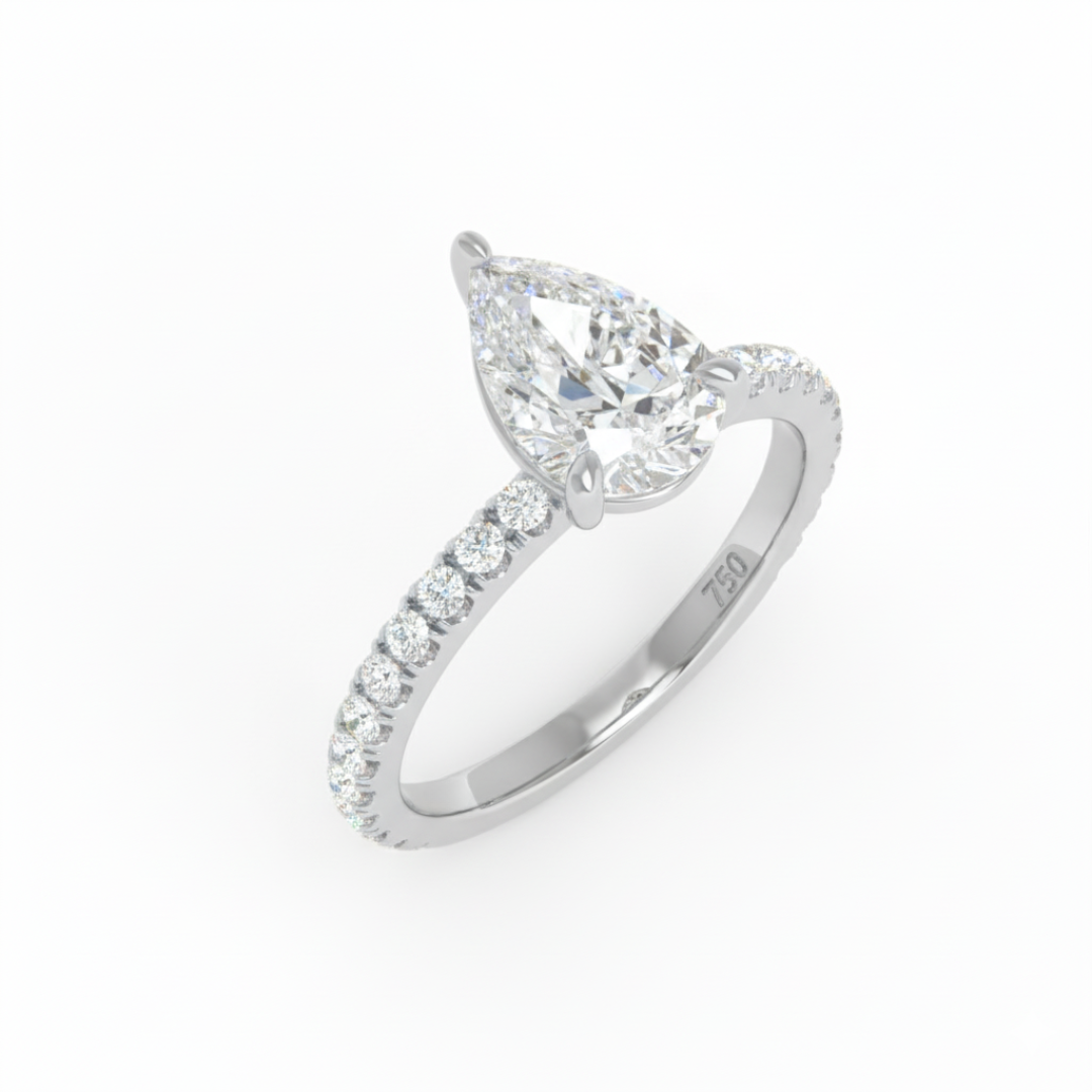 Athena Pear With Diamond Band Engagement Ring