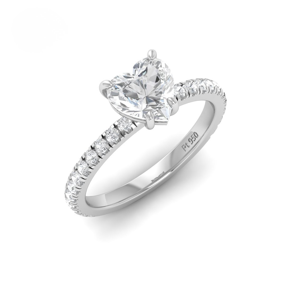 Athena Heart With Diamond Band Engagement Ring