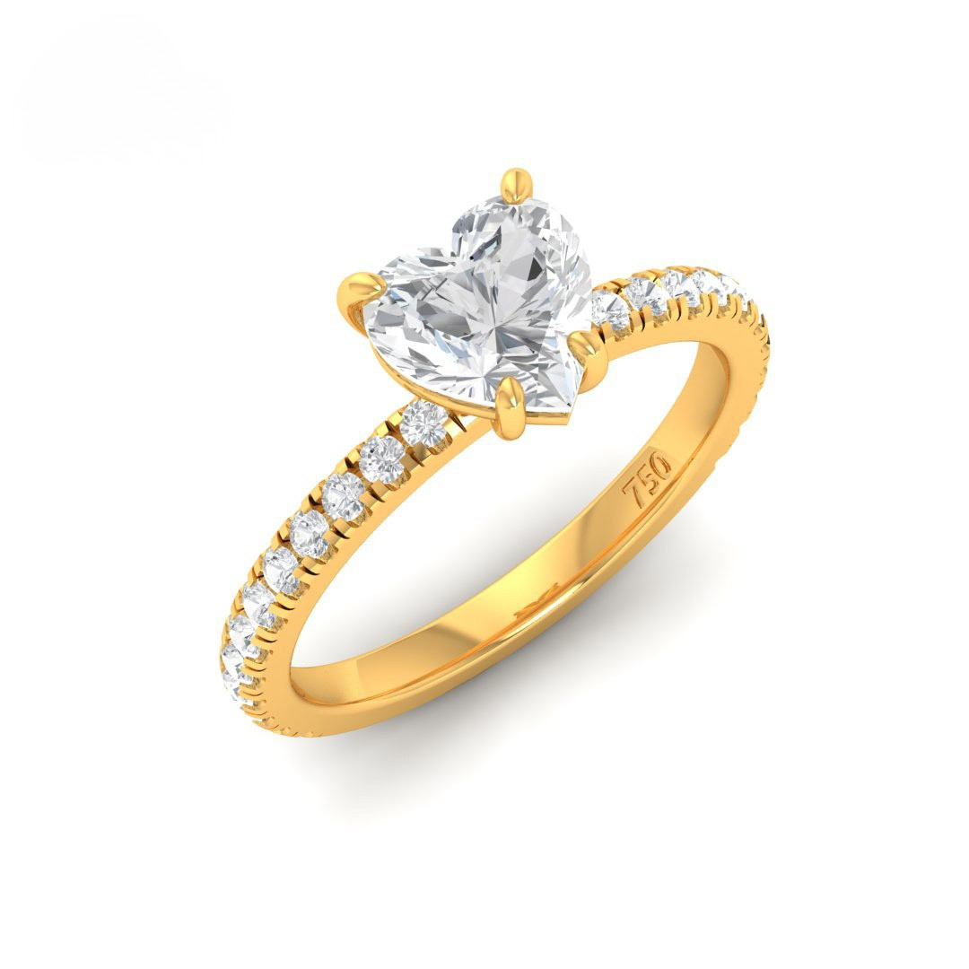 Athena Heart With Diamond Band Engagement Ring
