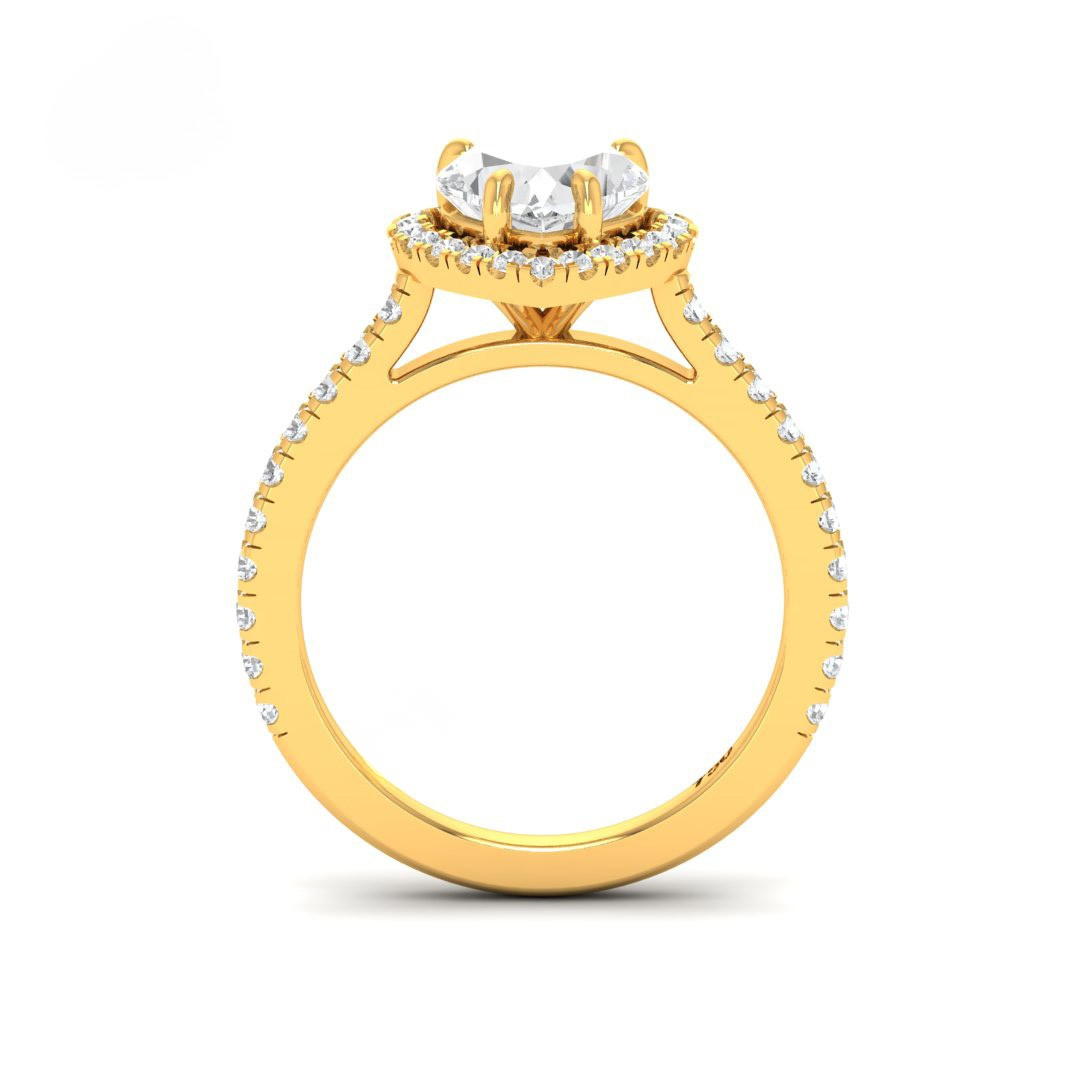 Belle Heart Cut Diamond Engagement Ring with Diamond Halo & Diamond Band