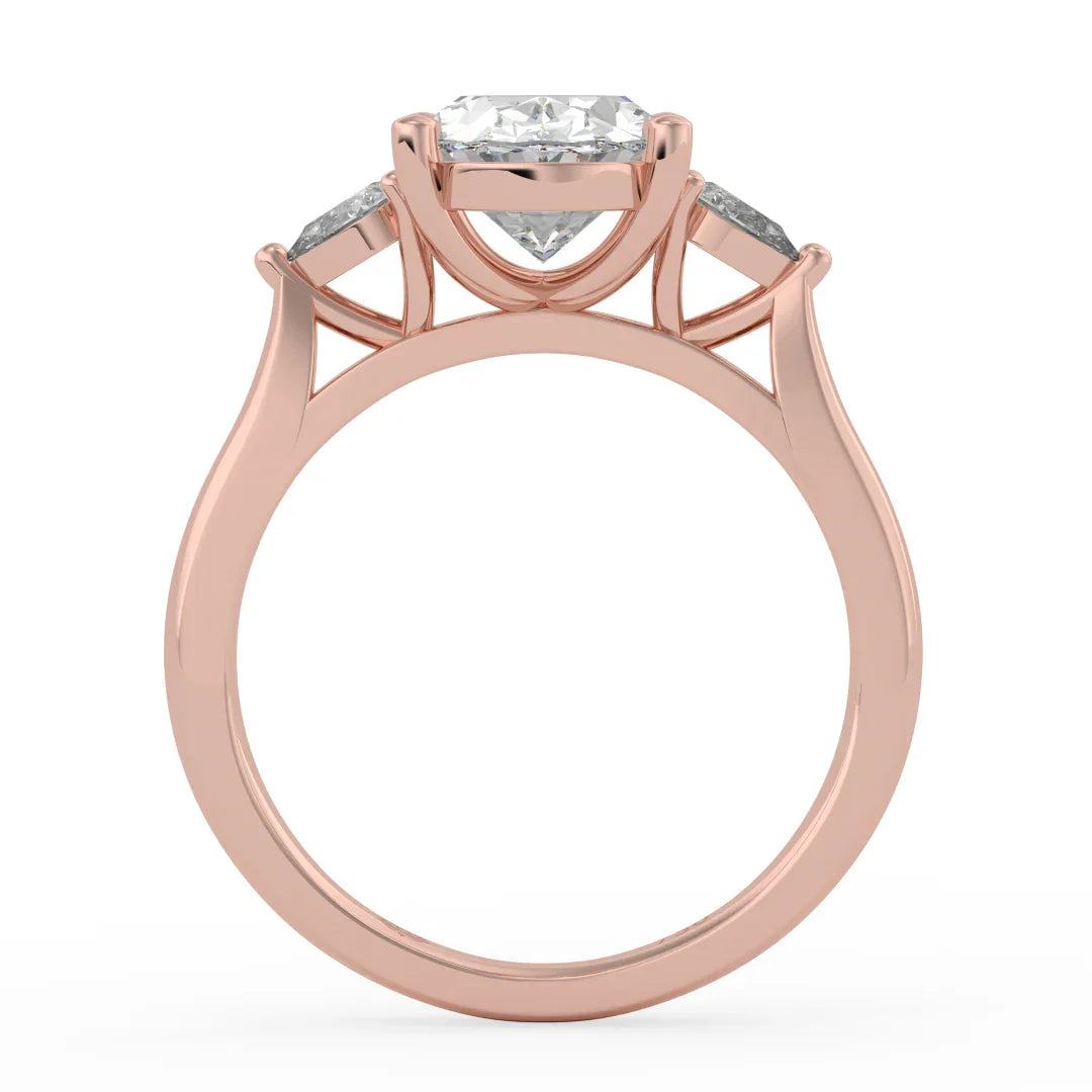 Isla Oval Diamond Ring with Pear Side Stones