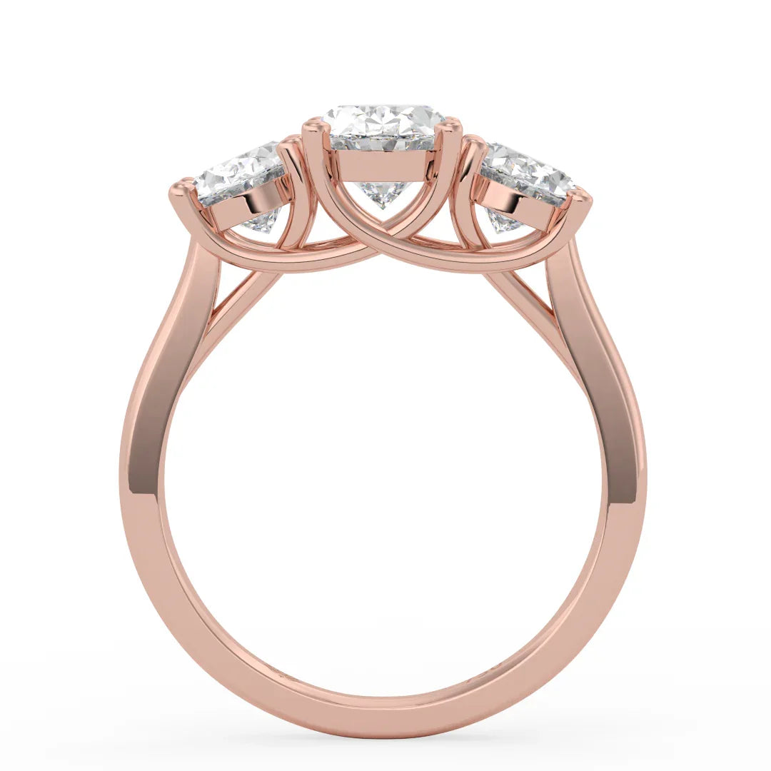 Genevieve Three Stone Oval Diamond Ring