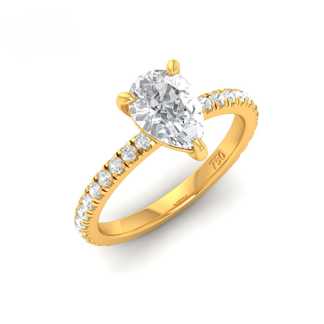 Athena Pear With Diamond Band Engagement Ring