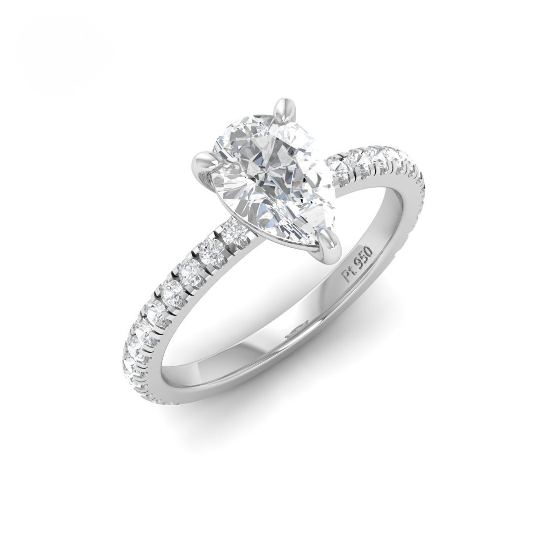 Athena Pear With Diamond Band Engagement Ring