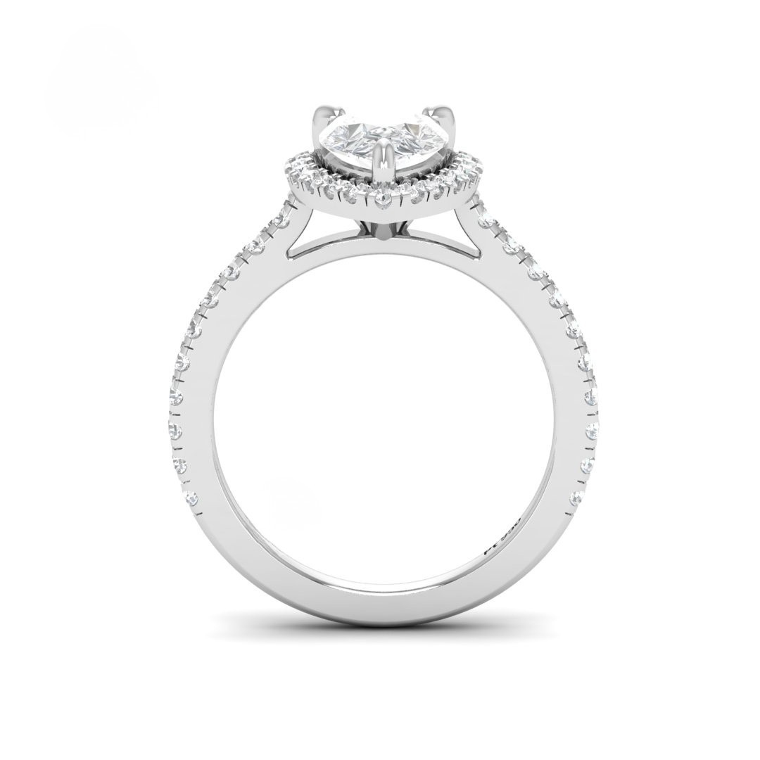 Belle Pear Cut Diamond Engagement Ring with Diamond Halo & Diamond Band
