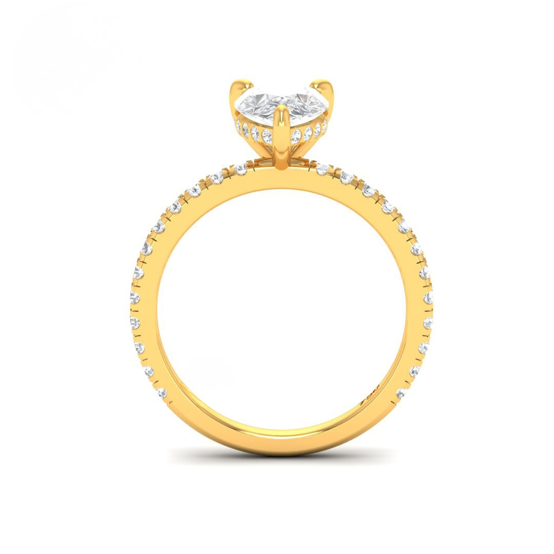 Lila Pear Cut Diamond Engagement Ring with Diamond Hidden Halo and Diamond Band