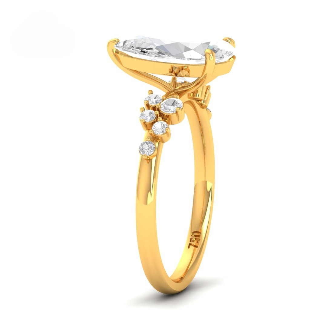 Lina Pear Cut Diamond Engagement Ring With Diamond Accent Band