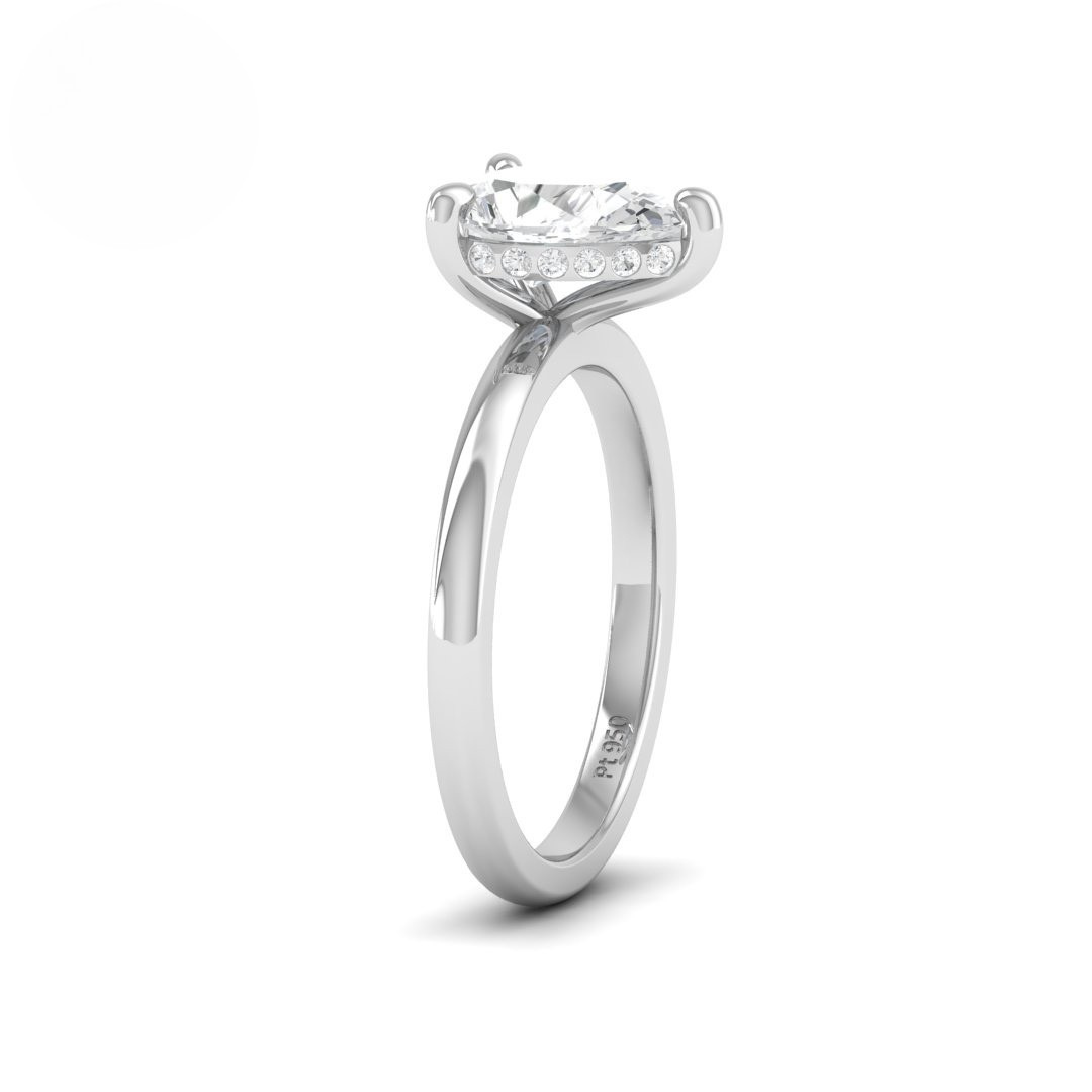 Kiara Pear Cut Diamond With Hidden Halo Engagement Ring