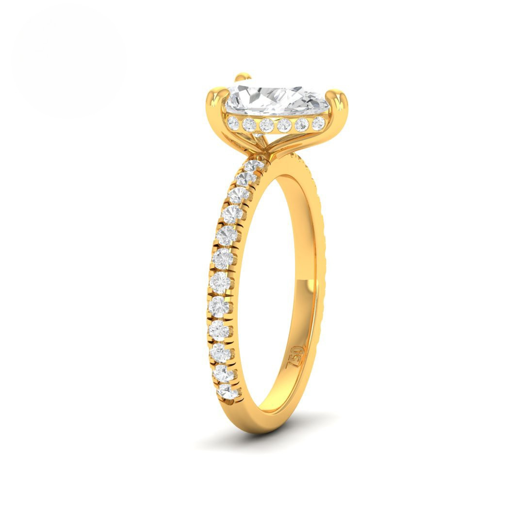 Lila Pear Cut Diamond Engagement Ring with Diamond Hidden Halo and Diamond Band