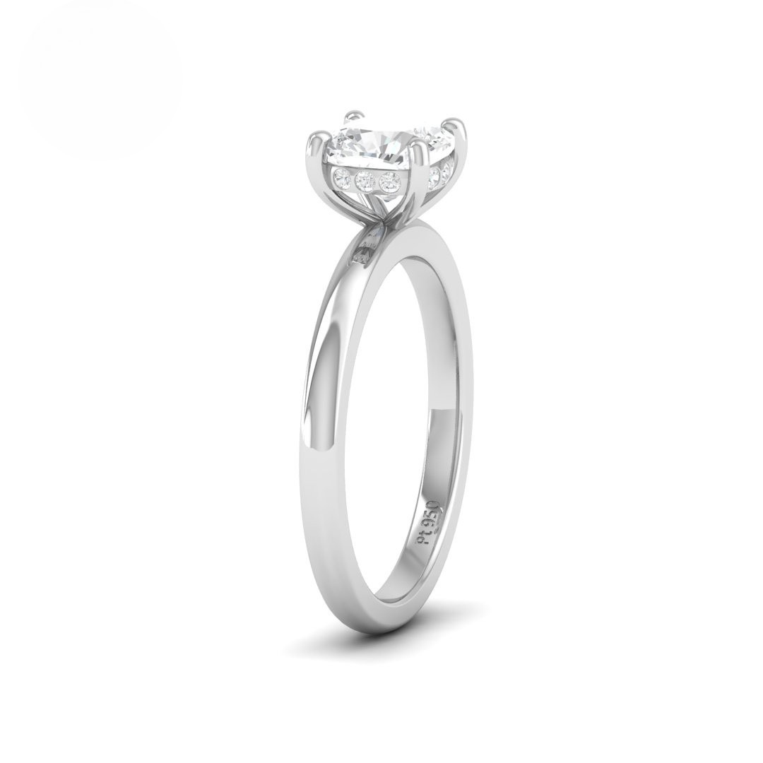 Kiara Cushion Cut Diamond With Hidden Halo Engagement Ring
