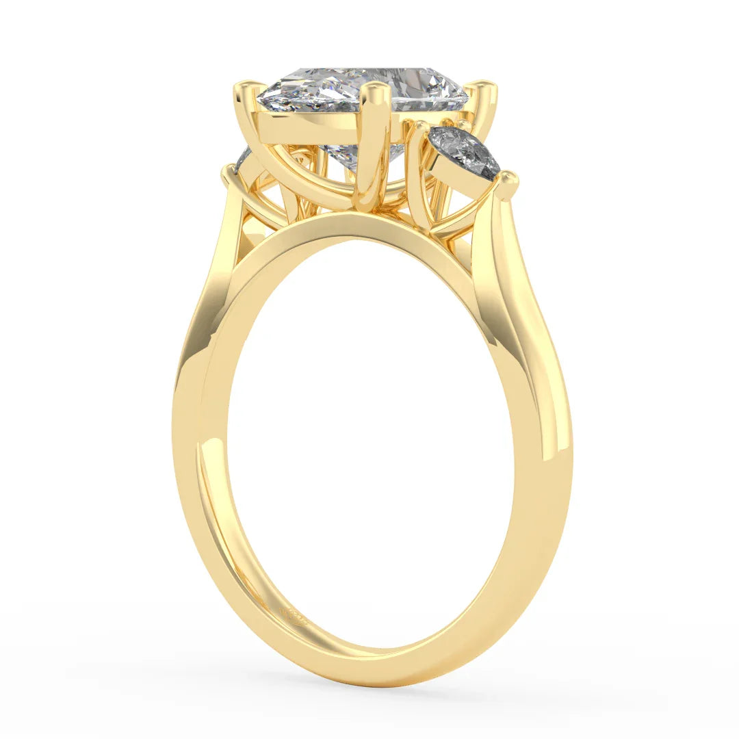 Isla Oval Diamond Ring with Pear Side Stones
