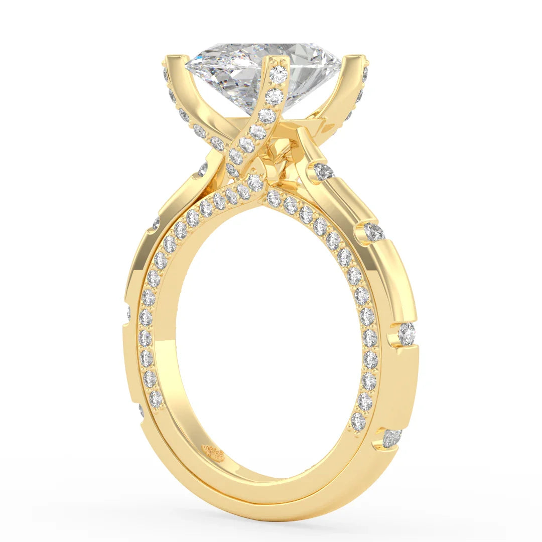 Sophia Oval Diamond Ring with Marquise Band