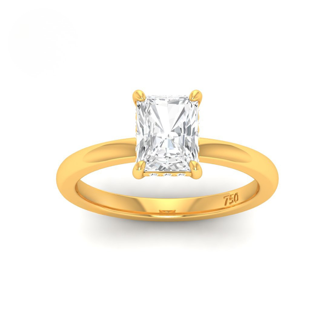 Kiara Radiant Cut Diamond With Hidden Halo Engagement Ring