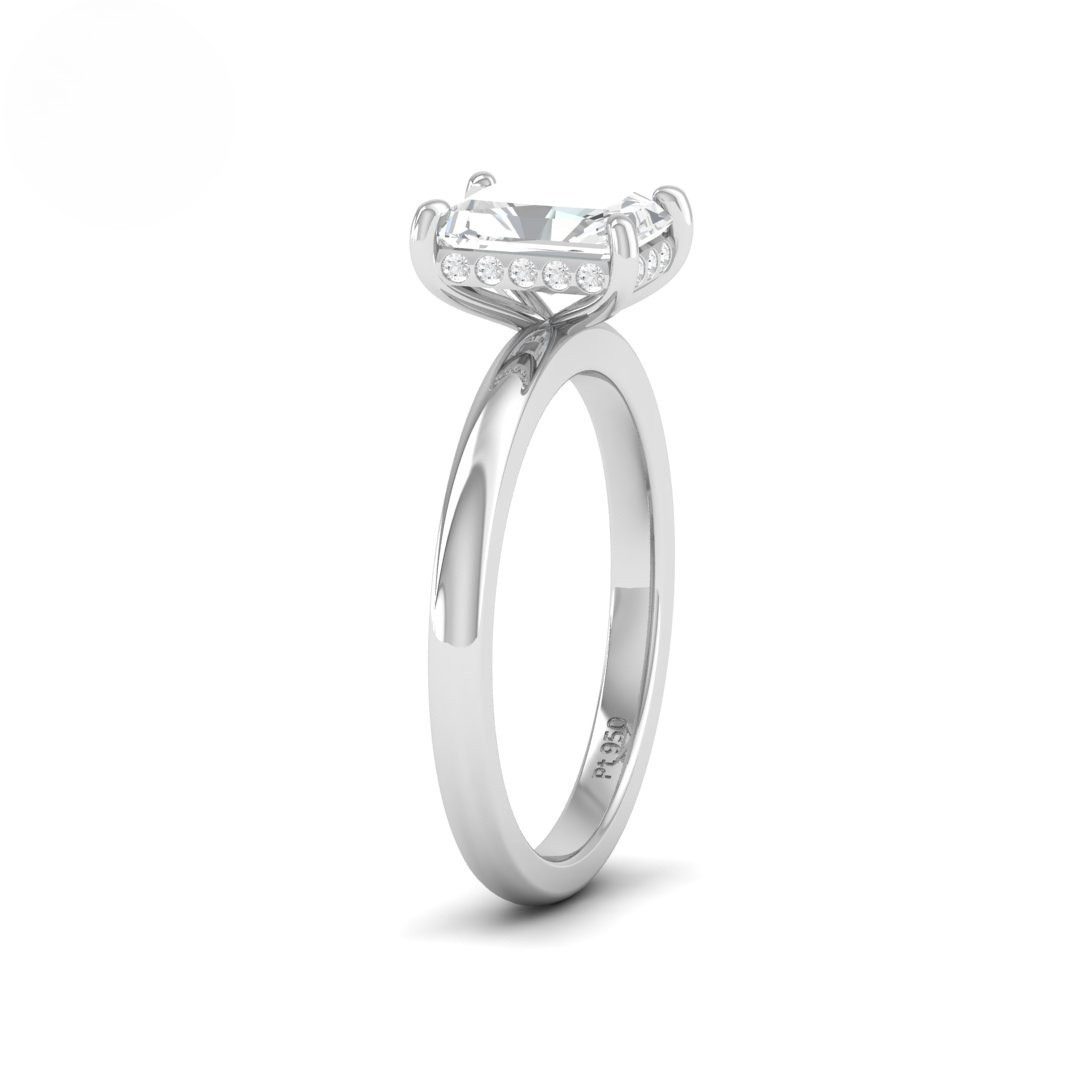 Kiara Radiant Cut Diamond With Hidden Halo Engagement Ring