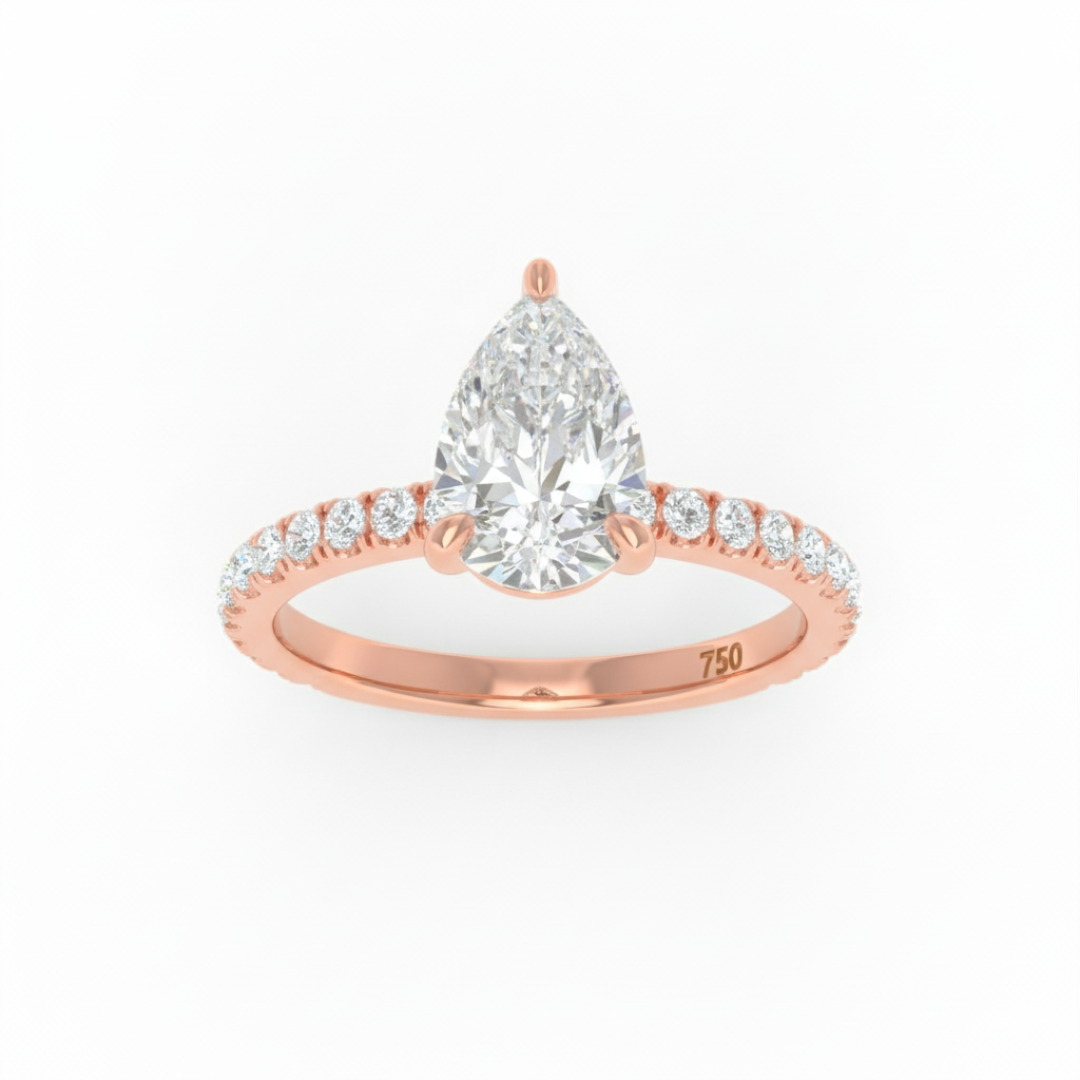 Athena Pear With Diamond Band Engagement Ring