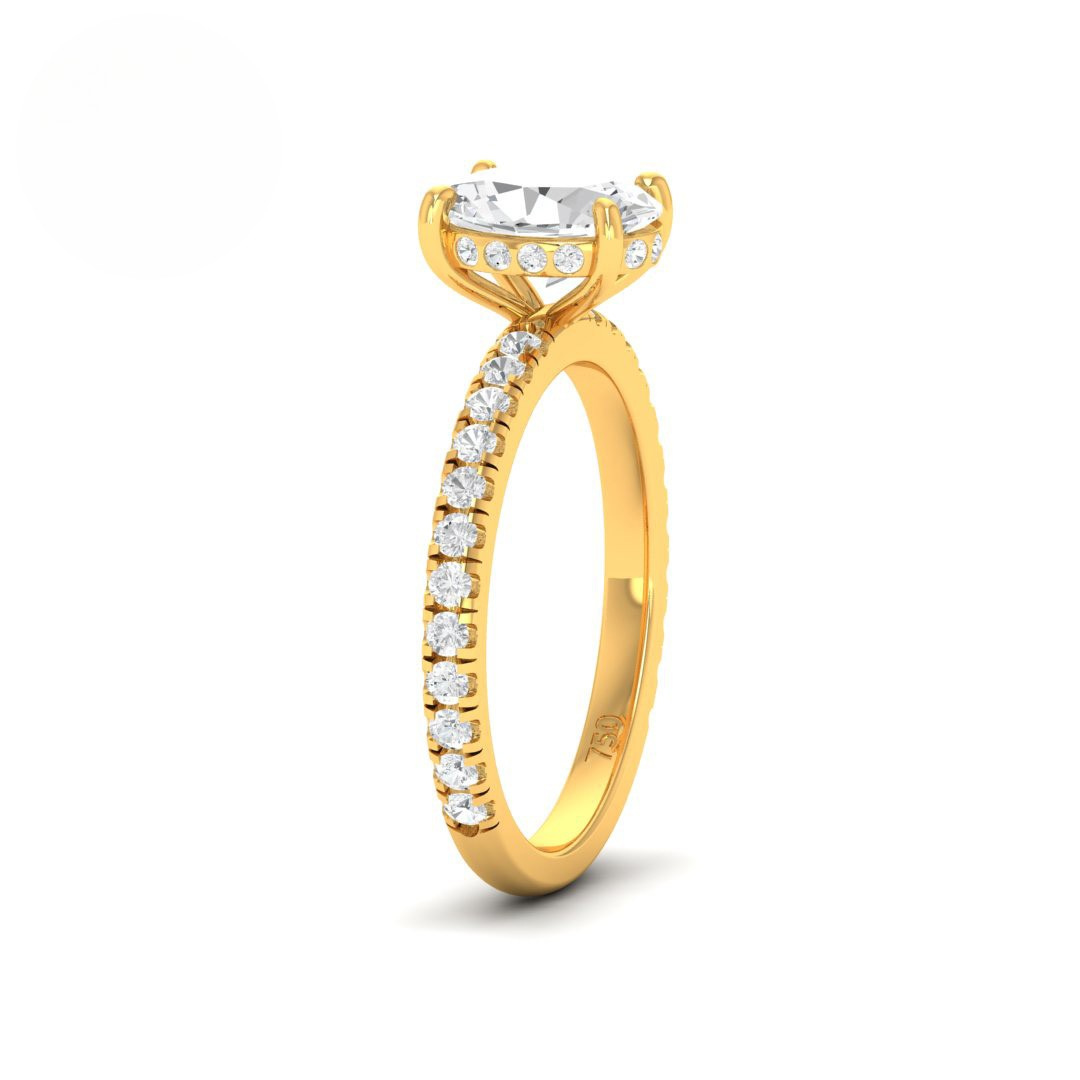 Lila Oval Cut Diamond Engagement Ring with Diamond Hidden Halo and Diamond Band