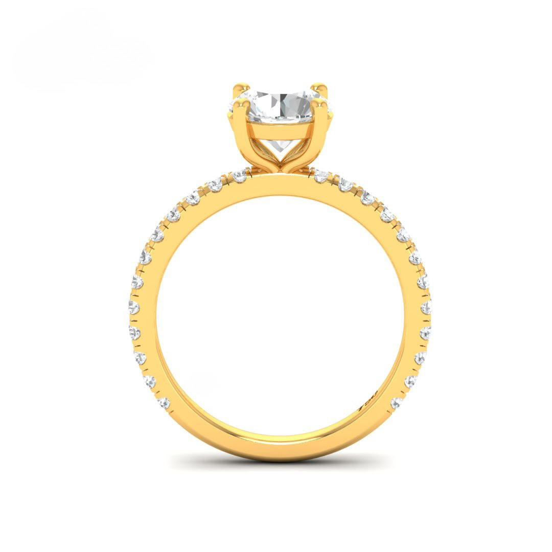 Athena Round With Diamond Band Engagement Ring