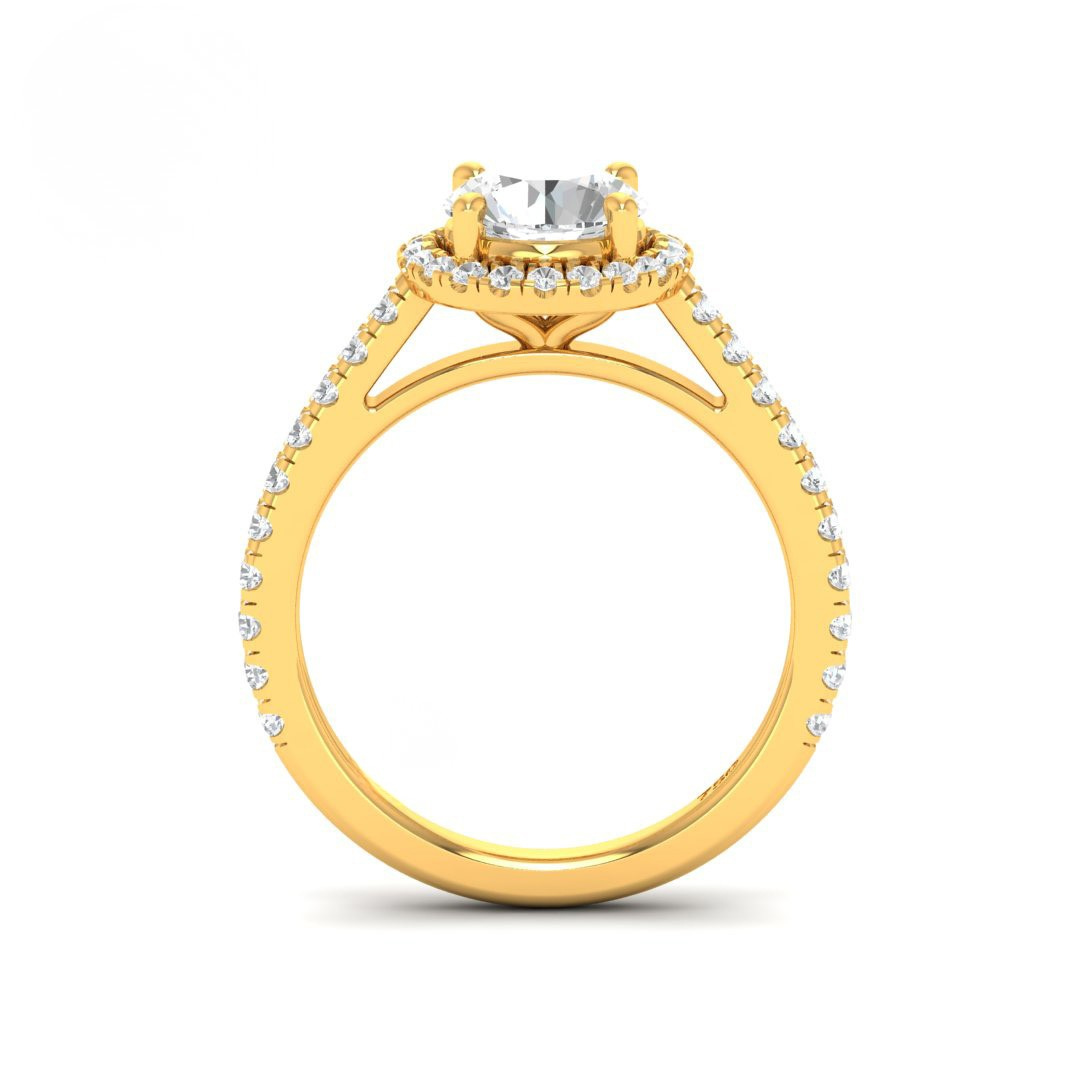 Belle Round Cut Diamond Engagement Ring with Diamond Halo & Diamond Band