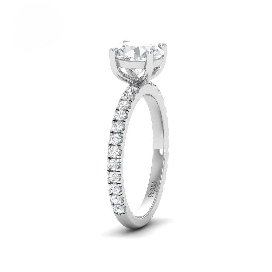 Athena Round With Diamond Band Engagement Ring