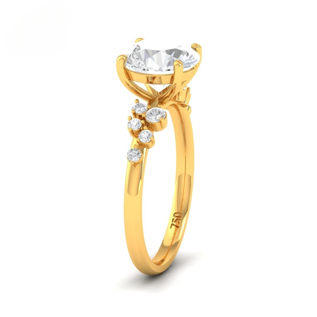 Lina Round Cut Diamond Engagement Ring With Diamond Accent Band