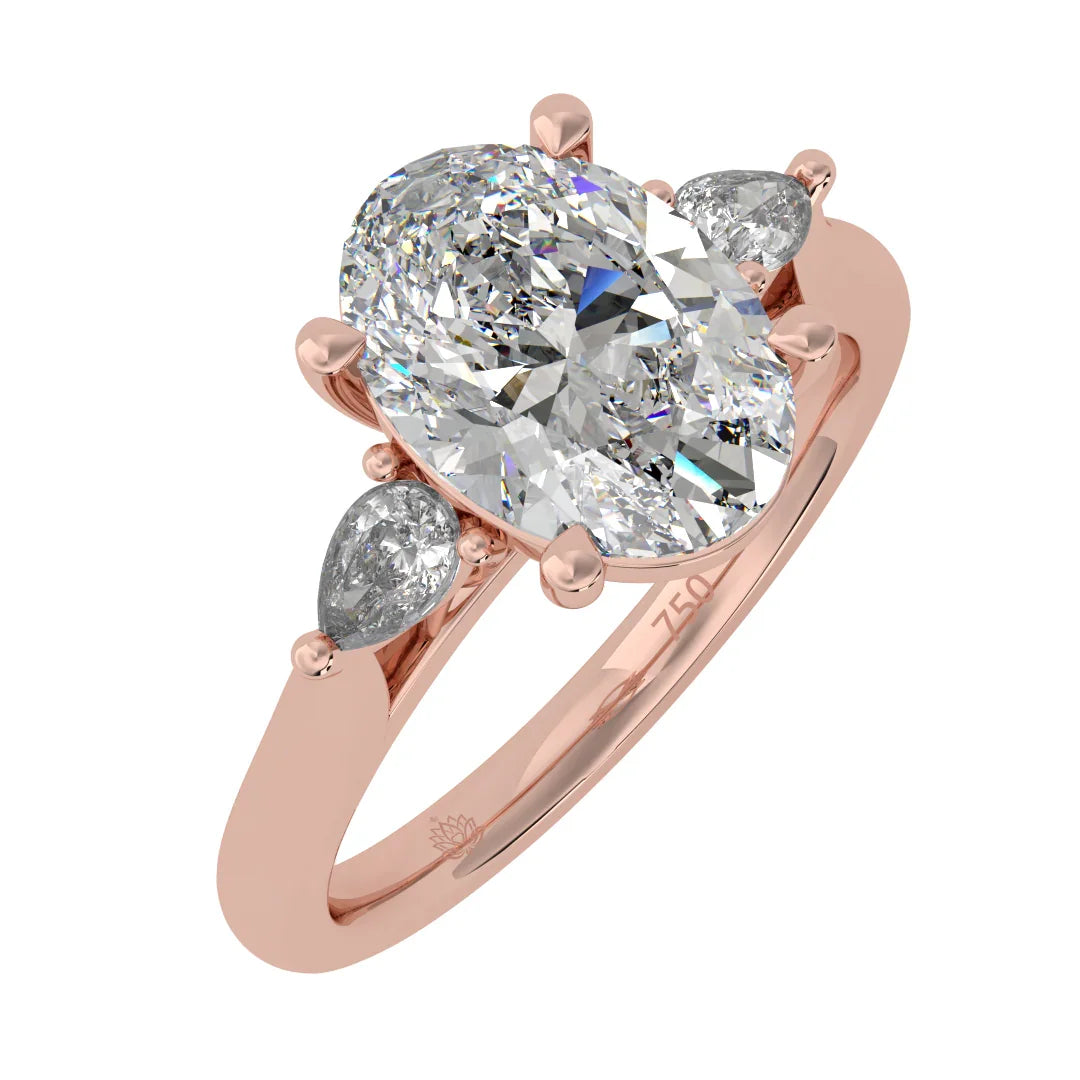 Isla Oval Diamond Ring with Pear Side Stones
