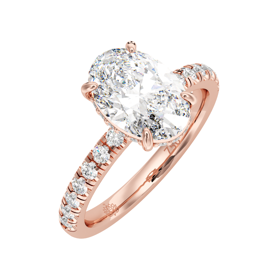 Persephone Oval Hidden Halo Diamond Ring