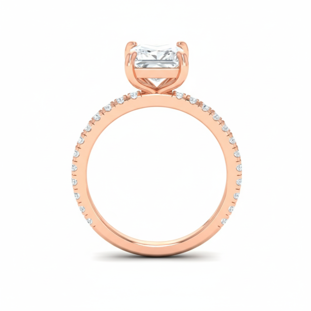 Athena Princess With Diamond Band Engagement Ring
