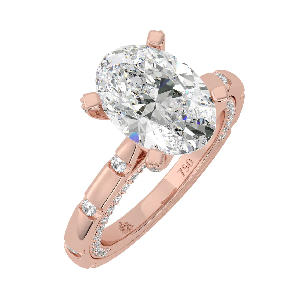 Sophia Oval Diamond Ring with Marquise Band