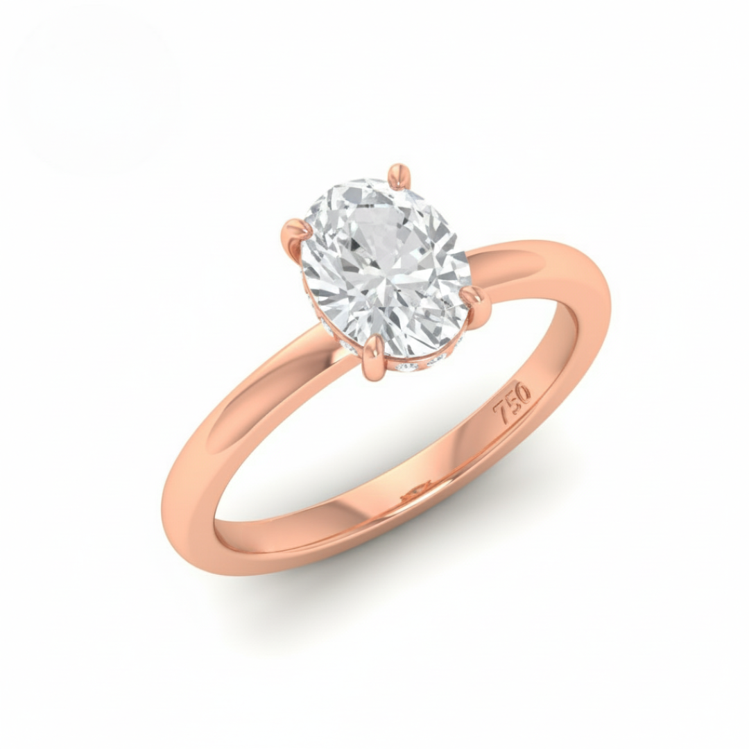 Kiara Oval Cut Diamond With Hidden Halo Engagement Ring