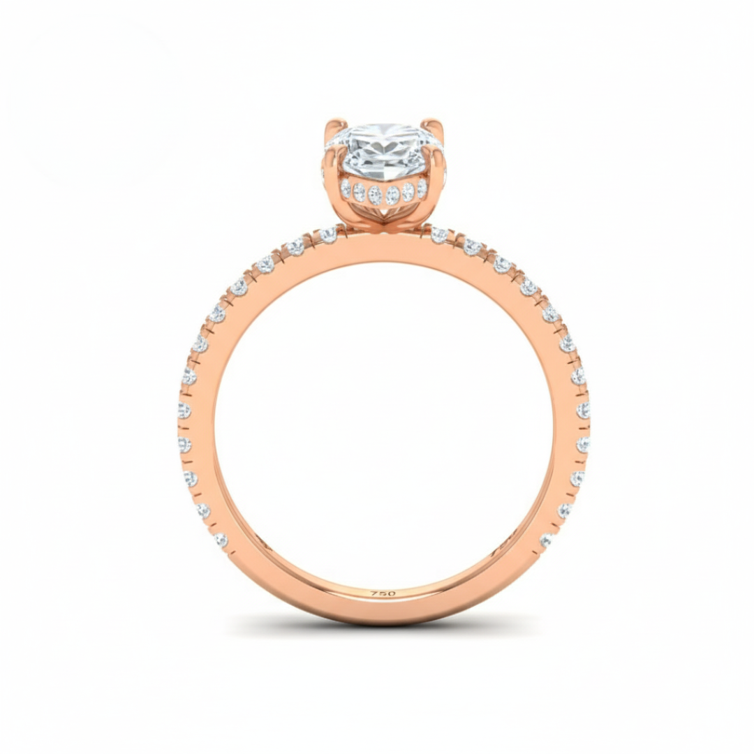 Lila Marquise Cut Diamond Engagement Ring with Diamond Hidden Halo and Diamond Band