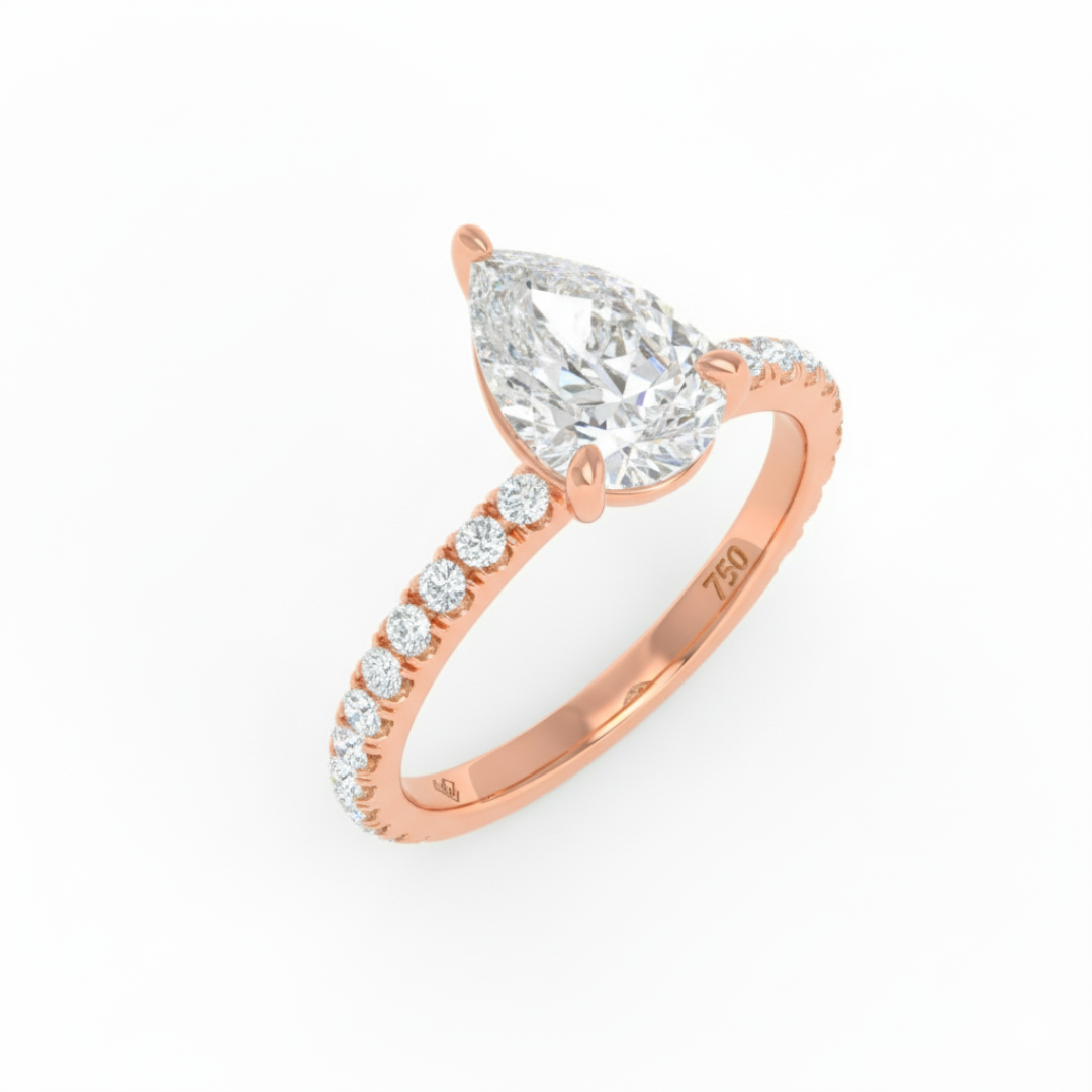 Athena Pear With Diamond Band Engagement Ring