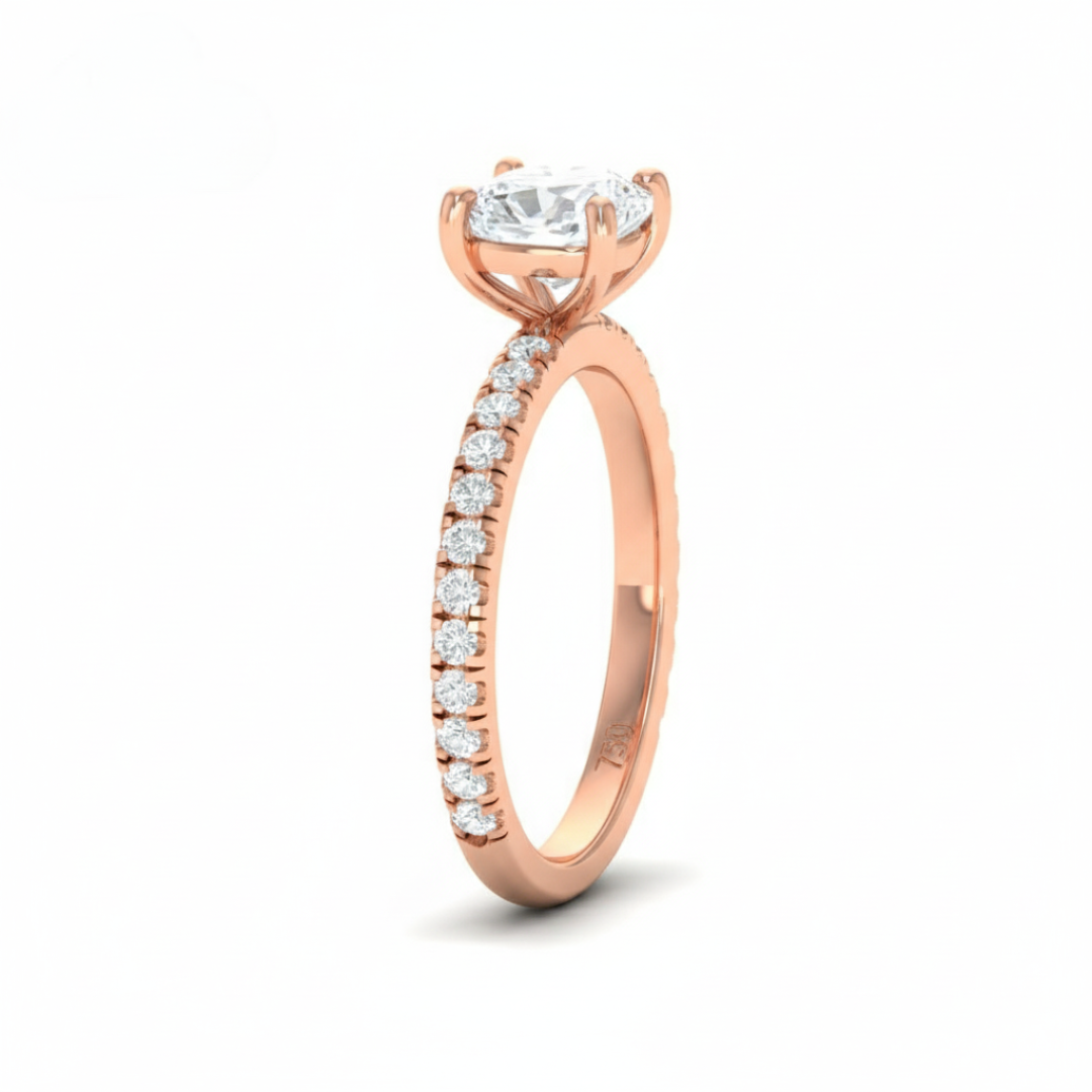 Athena Cushion With Diamond Band Engagement Ring