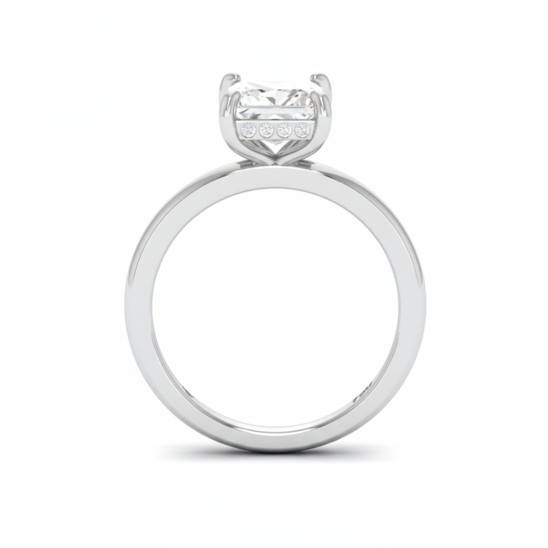 Kiara Princess Cut Diamond With Hidden Halo Engagement Ring