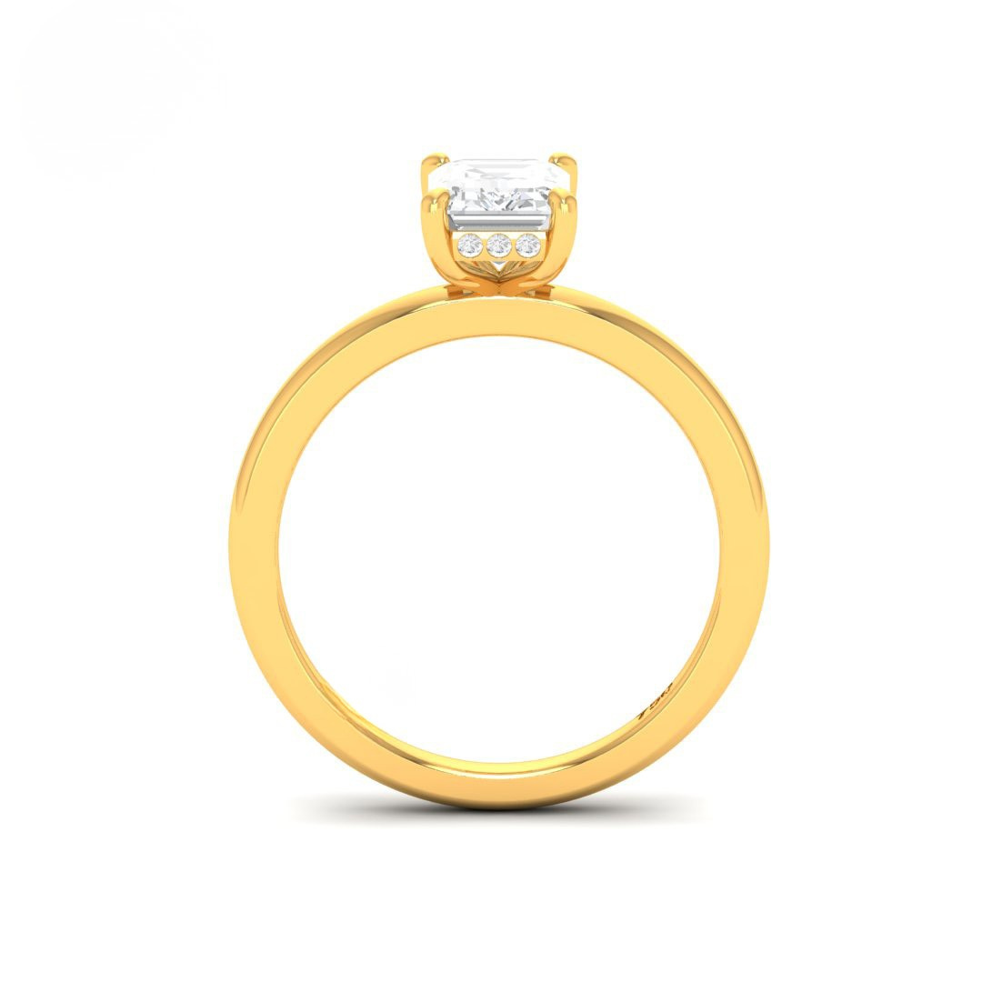 Kiara Emerald Cut Diamond With Hidden Halo Engagement Ring