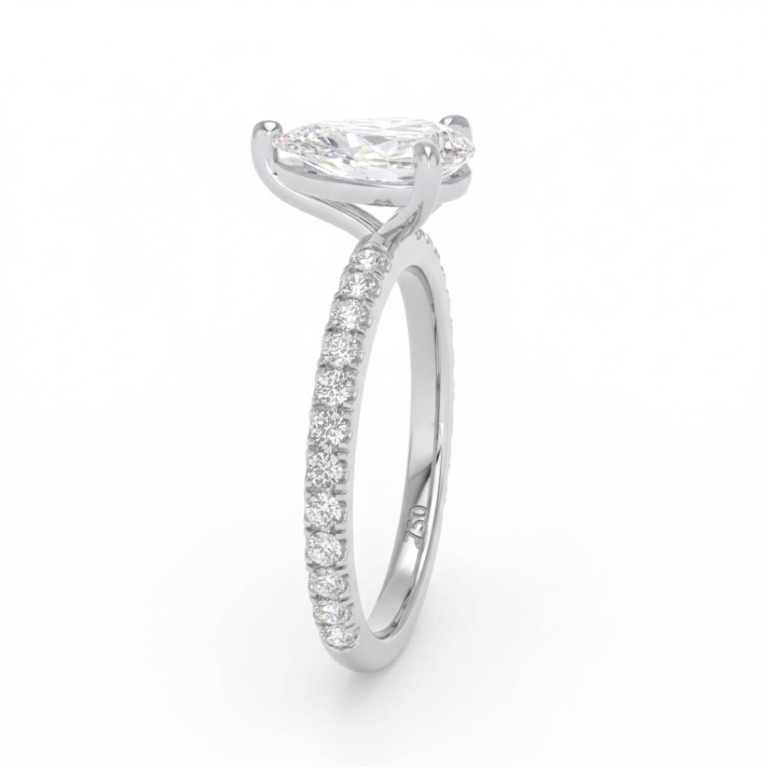 Athena Pear With Diamond Band Engagement Ring
