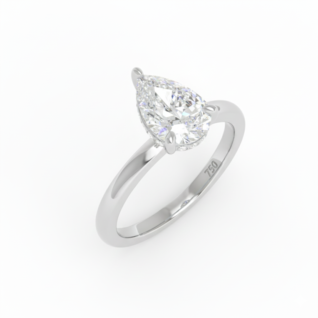 Kiara Pear Cut Diamond With Hidden Halo Engagement Ring