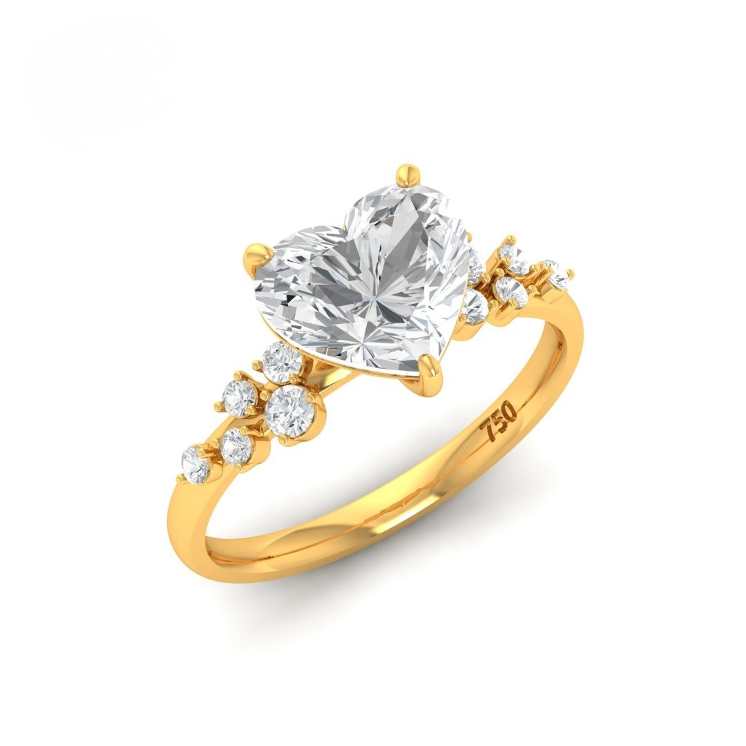 Lina Heart Cut Diamond Engagement Ring With Diamond Accent Band