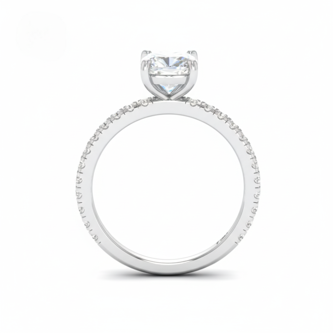 Athena Cushion With Diamond Band Engagement Ring