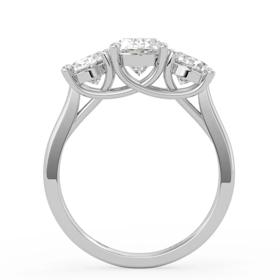 Genevieve Three Stone Oval Diamond Ring