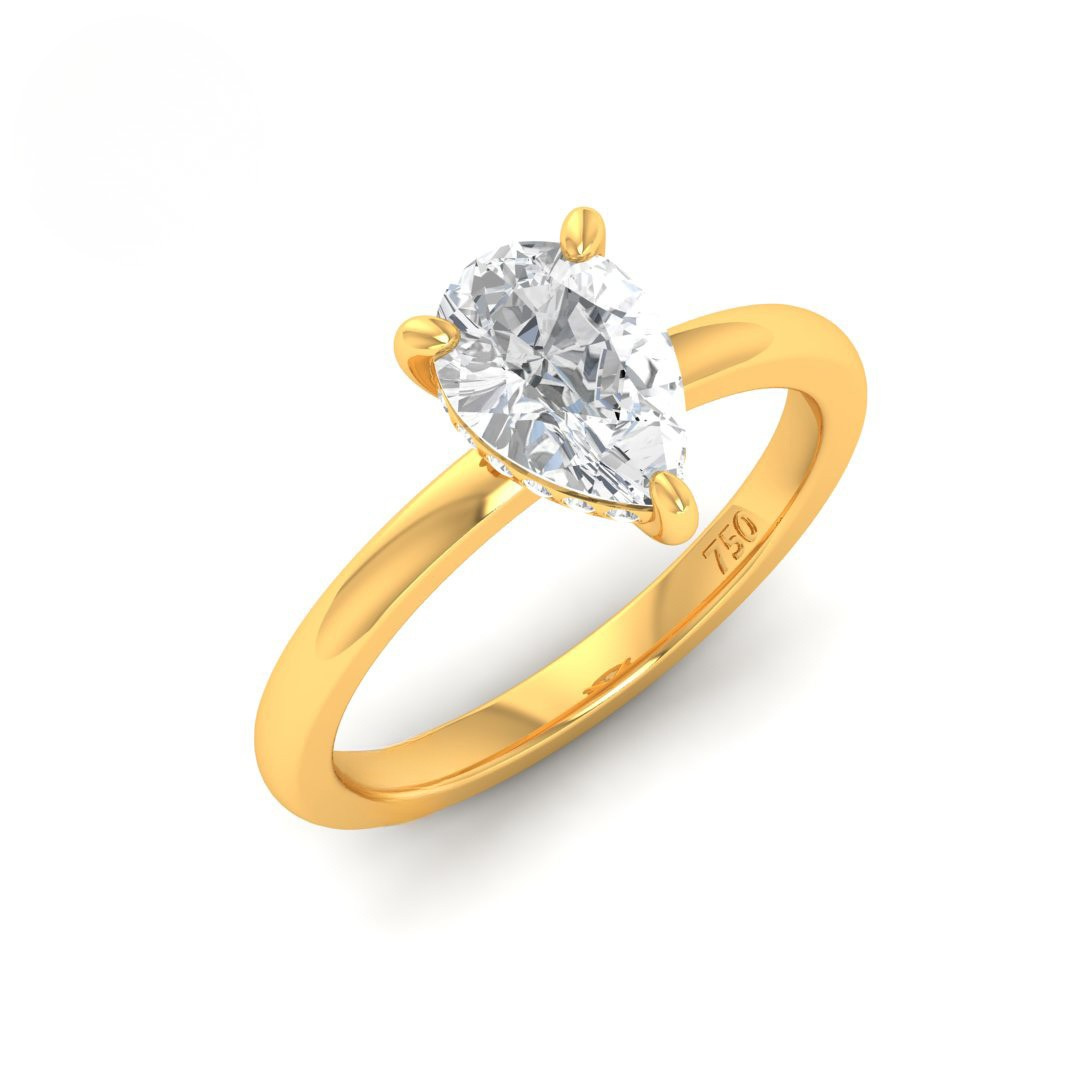 Kiara Pear Cut Diamond With Hidden Halo Engagement Ring