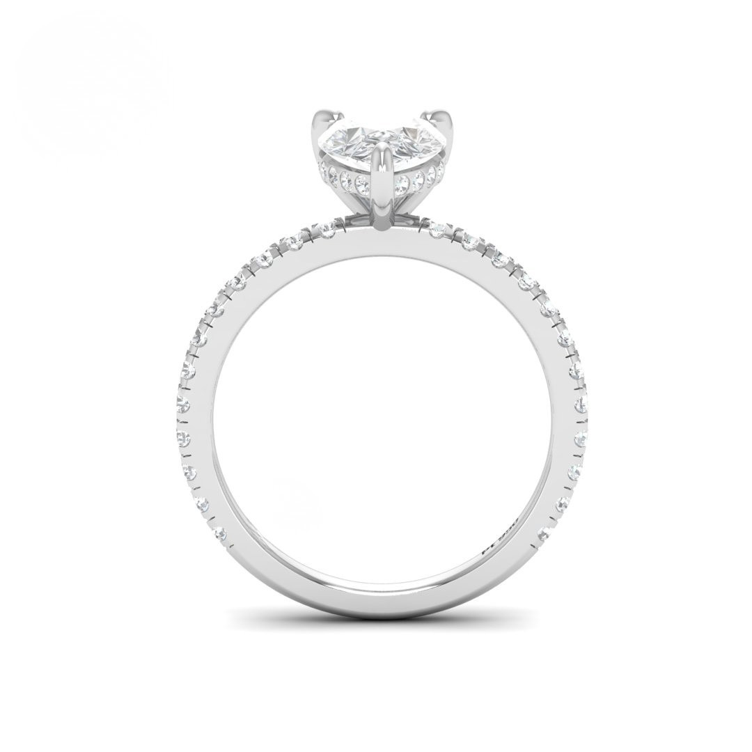 Lila Pear Cut Diamond Engagement Ring with Diamond Hidden Halo and Diamond Band