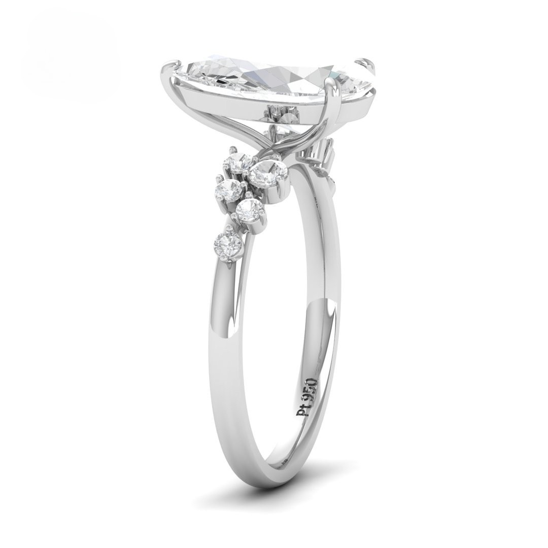 Lina Pear Cut Diamond Engagement Ring With Diamond Accent Band