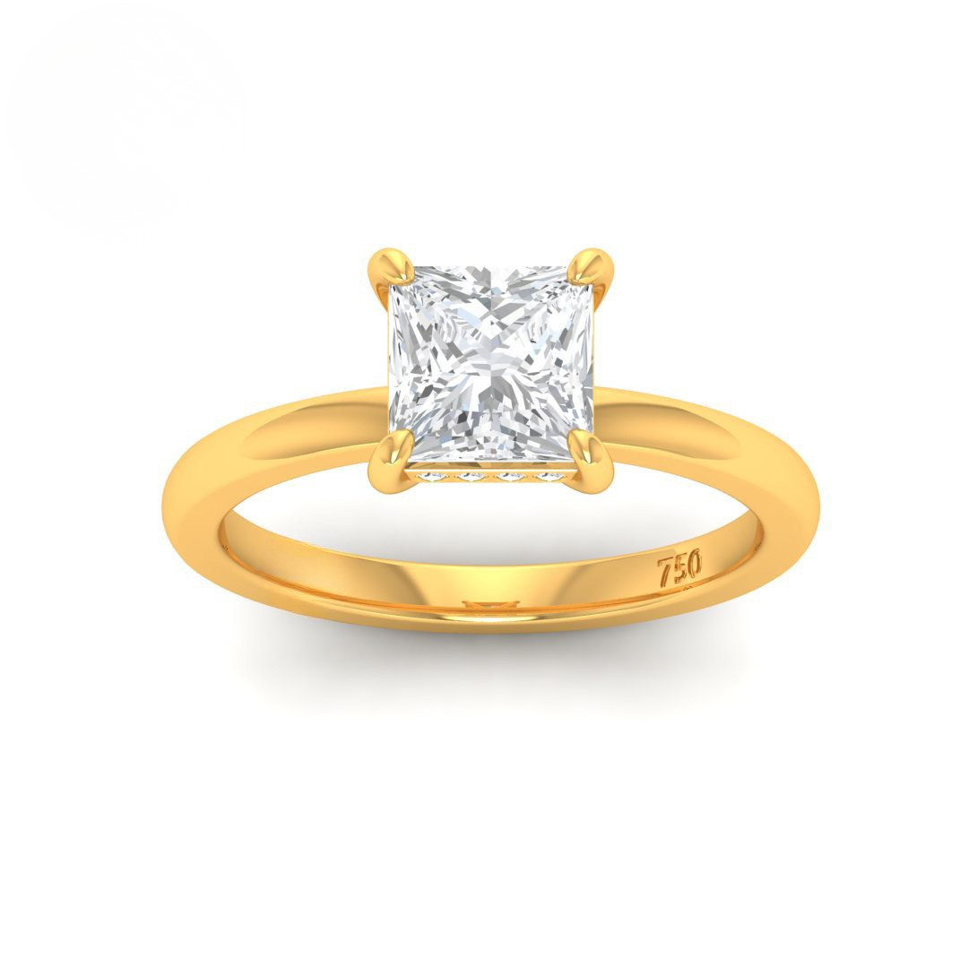 Kiara Princess Cut Diamond With Hidden Halo Engagement Ring