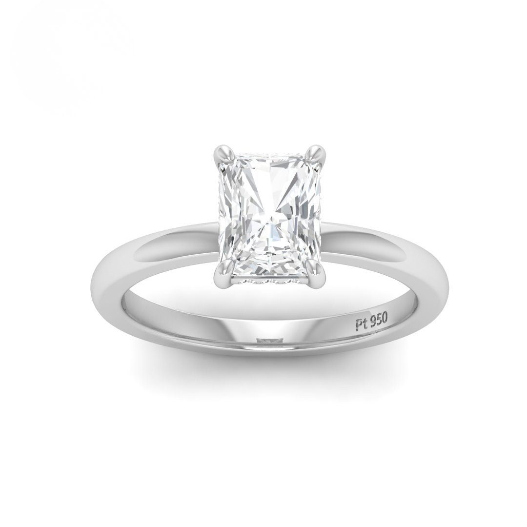 Kiara Radiant Cut Diamond With Hidden Halo Engagement Ring