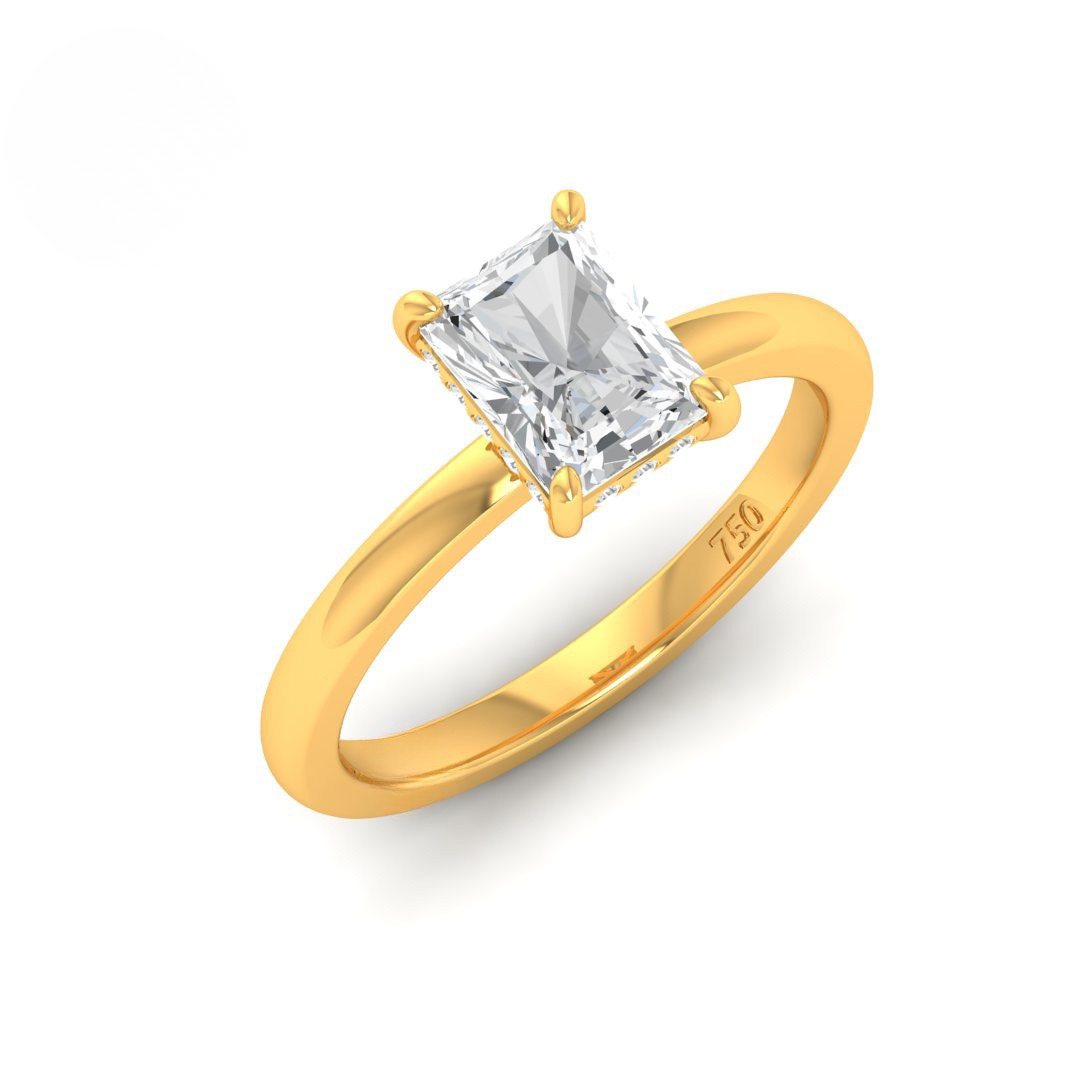 Kiara Radiant Cut Diamond With Hidden Halo Engagement Ring