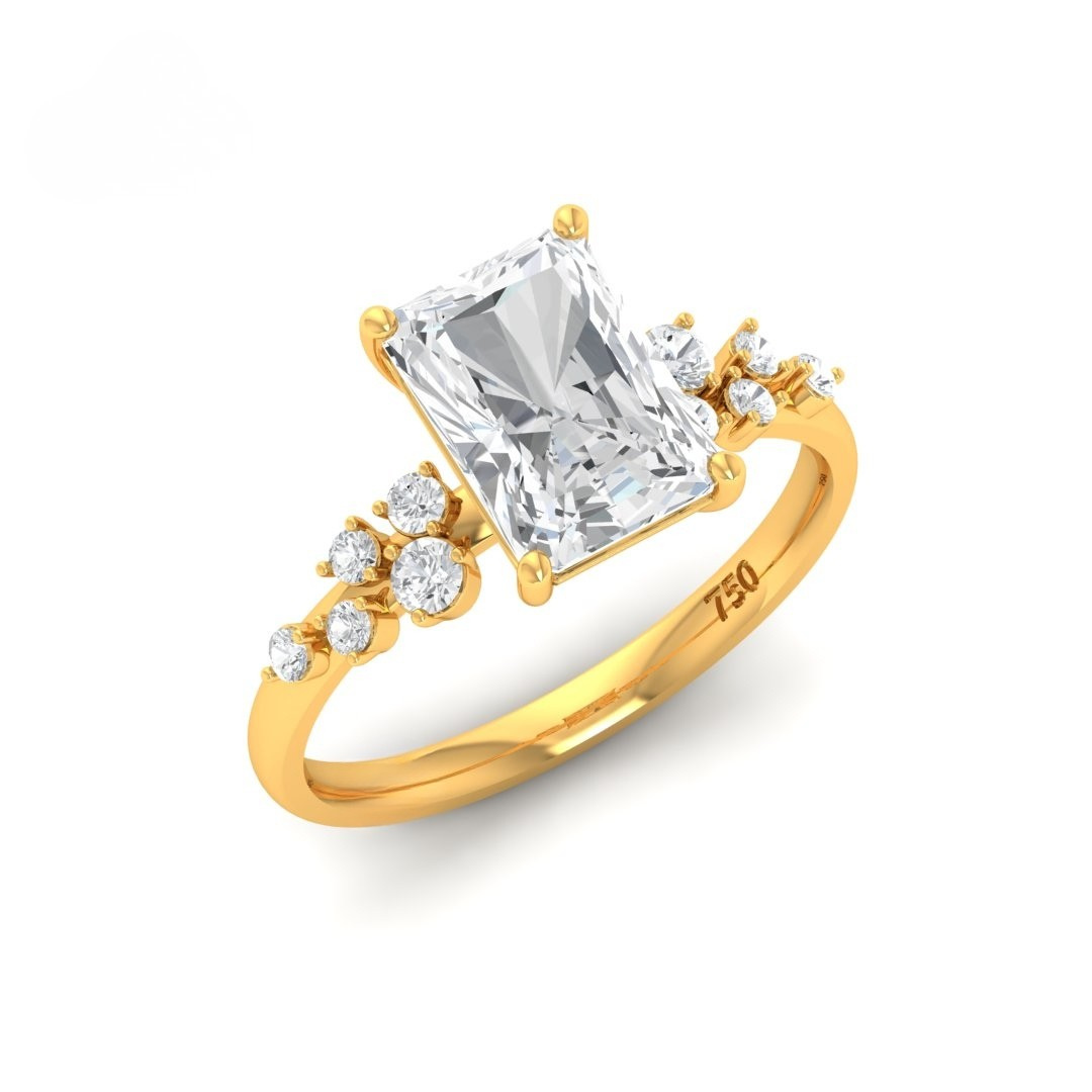 Lina Radiant Cut Diamond Engagement Ring With Diamond Accent Band