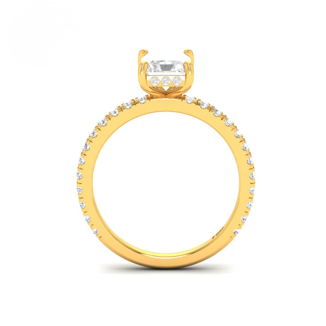 Lila Radiant Cut Diamond Engagement Ring with Diamond Hidden Halo and Diamond Band