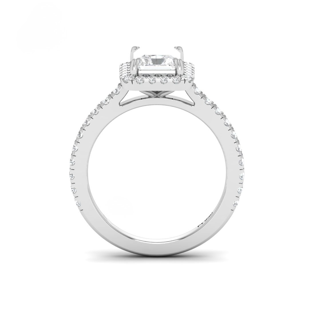 Belle Radiant Cut Diamond Engagement Ring with Diamond Halo & Diamond Band
